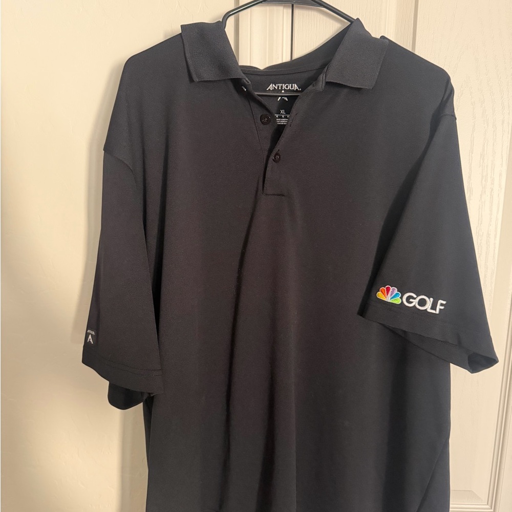Antigua Black Polo with NBC Golf Sleeve Logo